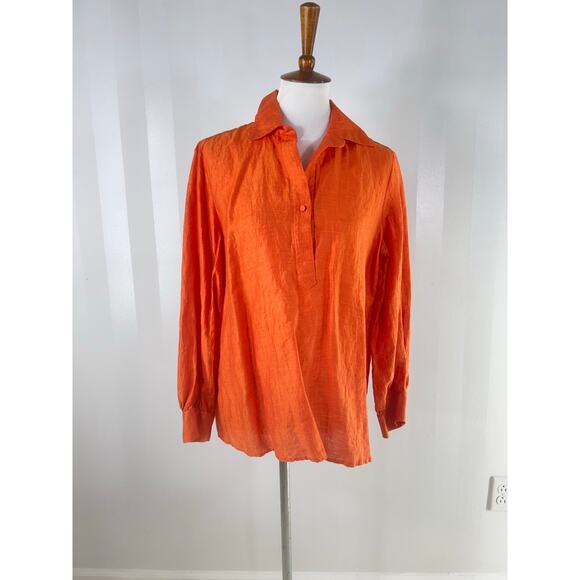 MIRTO 1956 Linen Blend Orange Blouse - Picture 1 of 11